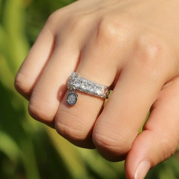 925 Sterling Silver Coin Drop Belt Buckle Ring - Picture 5 of 7